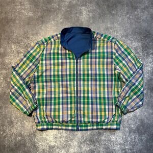 Vintage Pendleton Reversible Harrington Jacket Blue Plaid Bomber Mens M Made USA